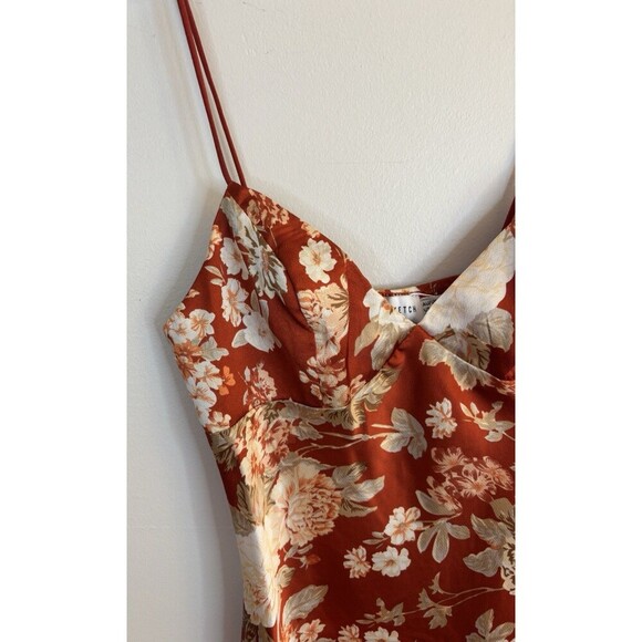 THAT'S SO FETCH Rhea Slip Dress Women 2 Orange Floral Bodycon Spaghetti Straps - Picture 5 of 13